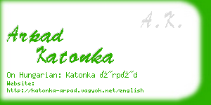 arpad katonka business card